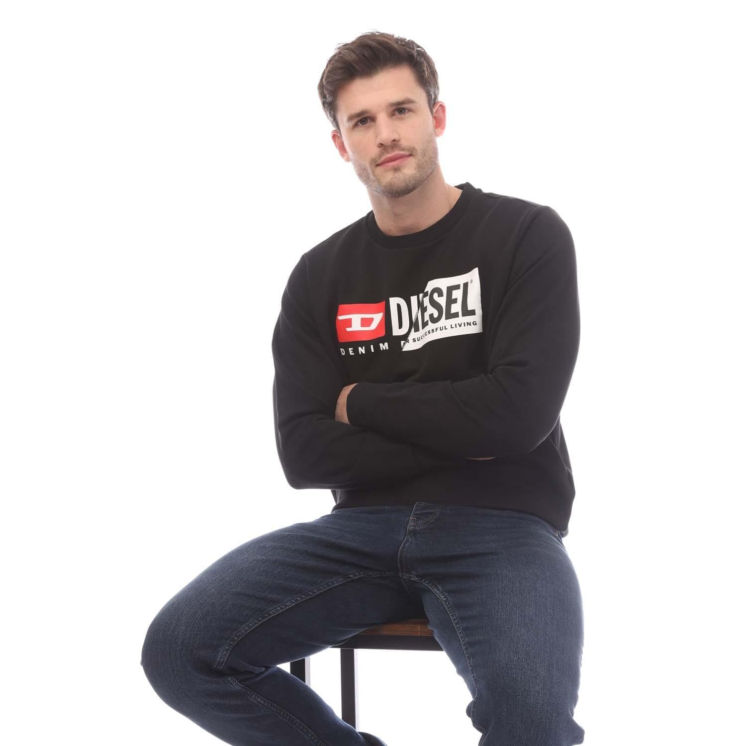 Black - Lifestyle - Diesel Mens S-Girk Cuty Felpa Hoodie
