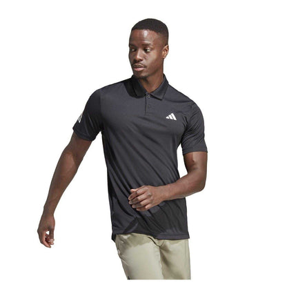Black-White - Side - Adidas Mens Club 3 Stripes Polo Shirt