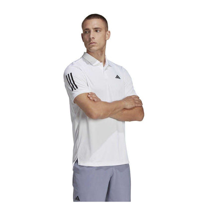 White-Black - Side - Adidas Mens Club 3 Stripes Polo Shirt
