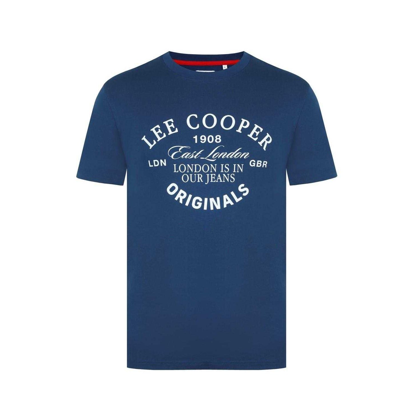 Vintage Blue - Front - Lee Cooper Mens Cotton Crew Neck T-Shirt