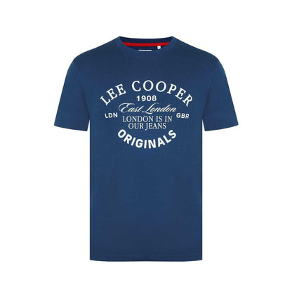 Vintage Blue - Front - Lee Cooper Mens Cotton Crew Neck T-Shirt