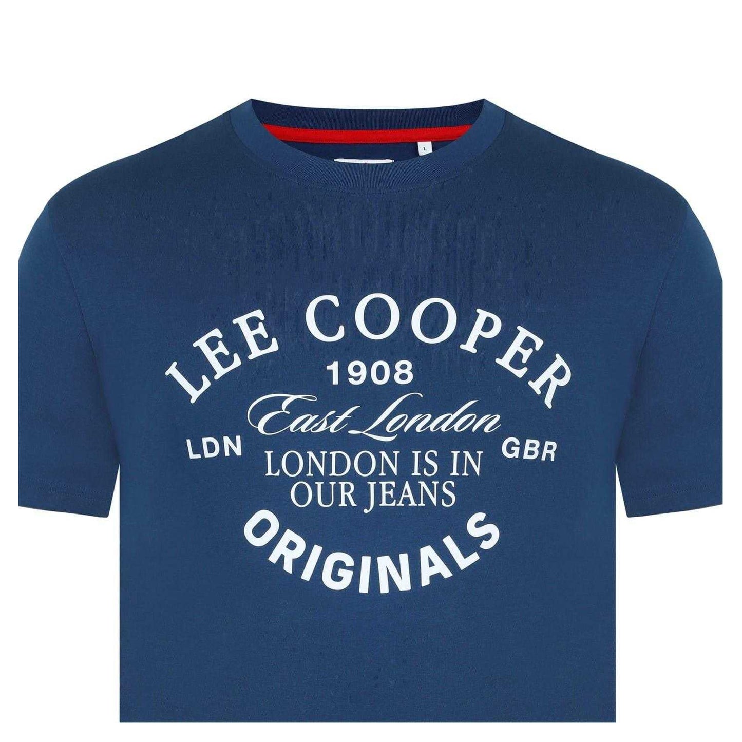 Vintage Blue - Side - Lee Cooper Mens Cotton Crew Neck T-Shirt