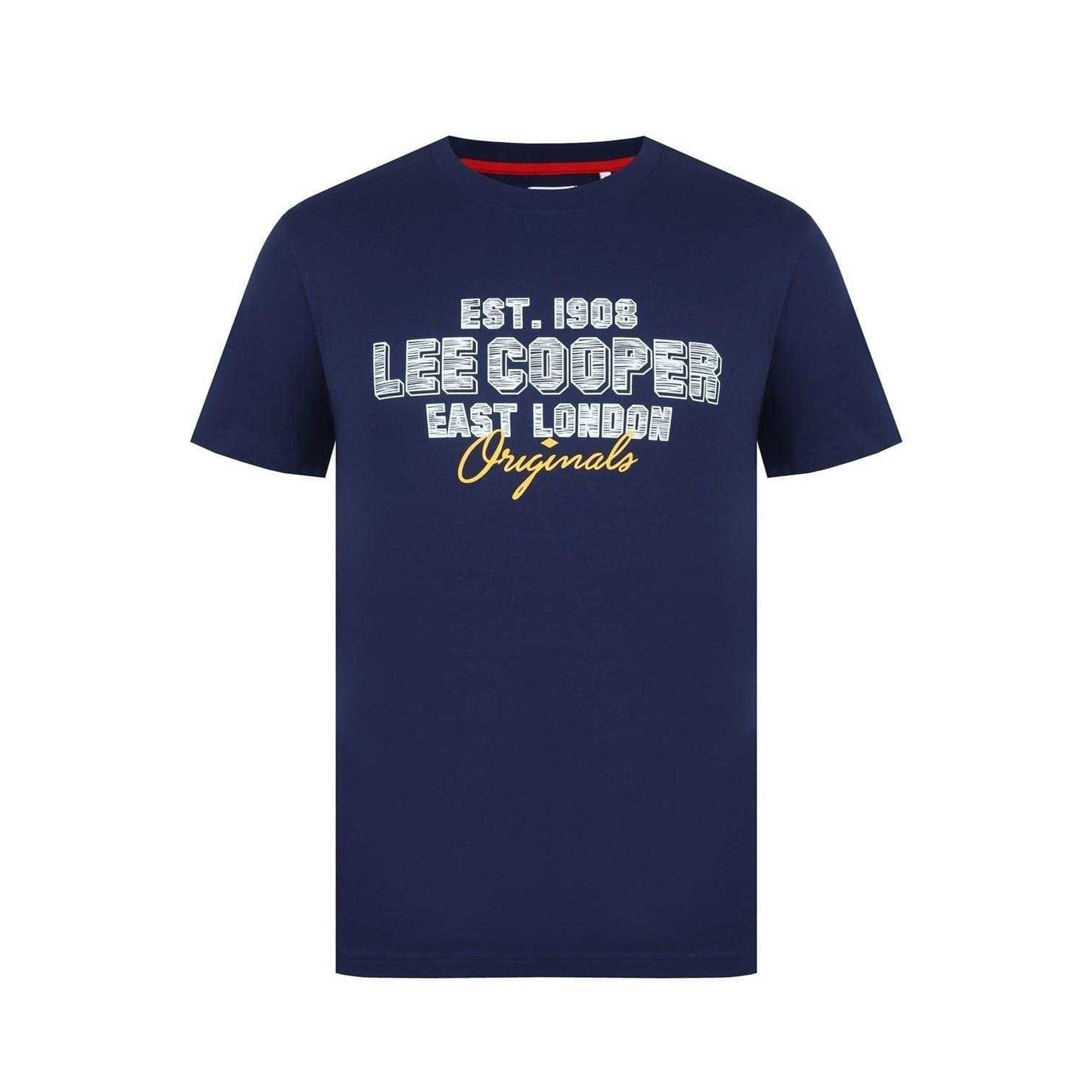 Navy - Front - Lee Cooper Mens Cotton Crew Neck T-Shirt