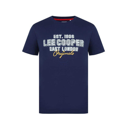 Navy - Front - Lee Cooper Mens Cotton Crew Neck T-Shirt
