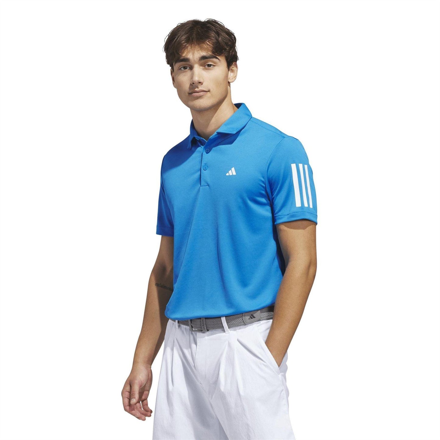 Bright Blue - Back - Adidas Mens Striped Regular Polo Shirt