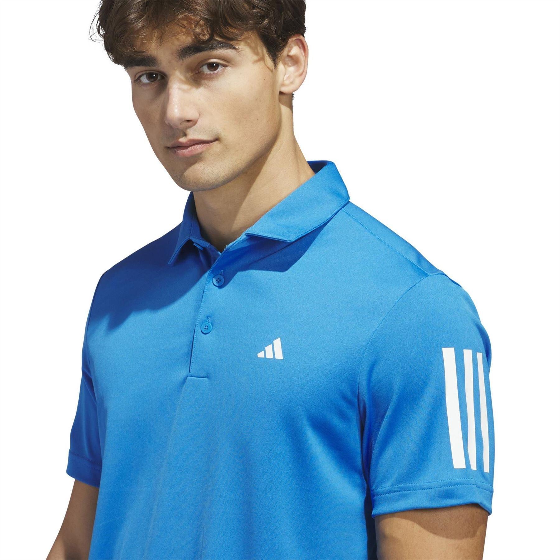 Bright Blue - Lifestyle - Adidas Mens Striped Regular Polo Shirt