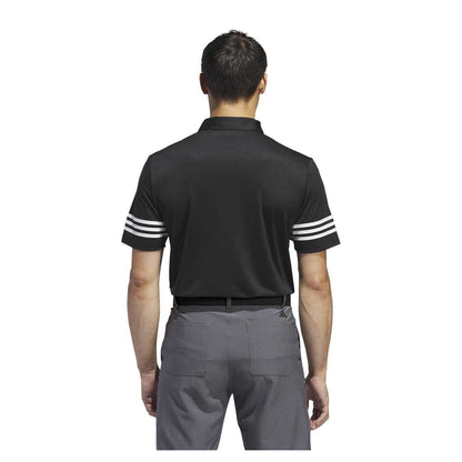 Black - Back - Adidas Mens Striped Regular Polo Shirt