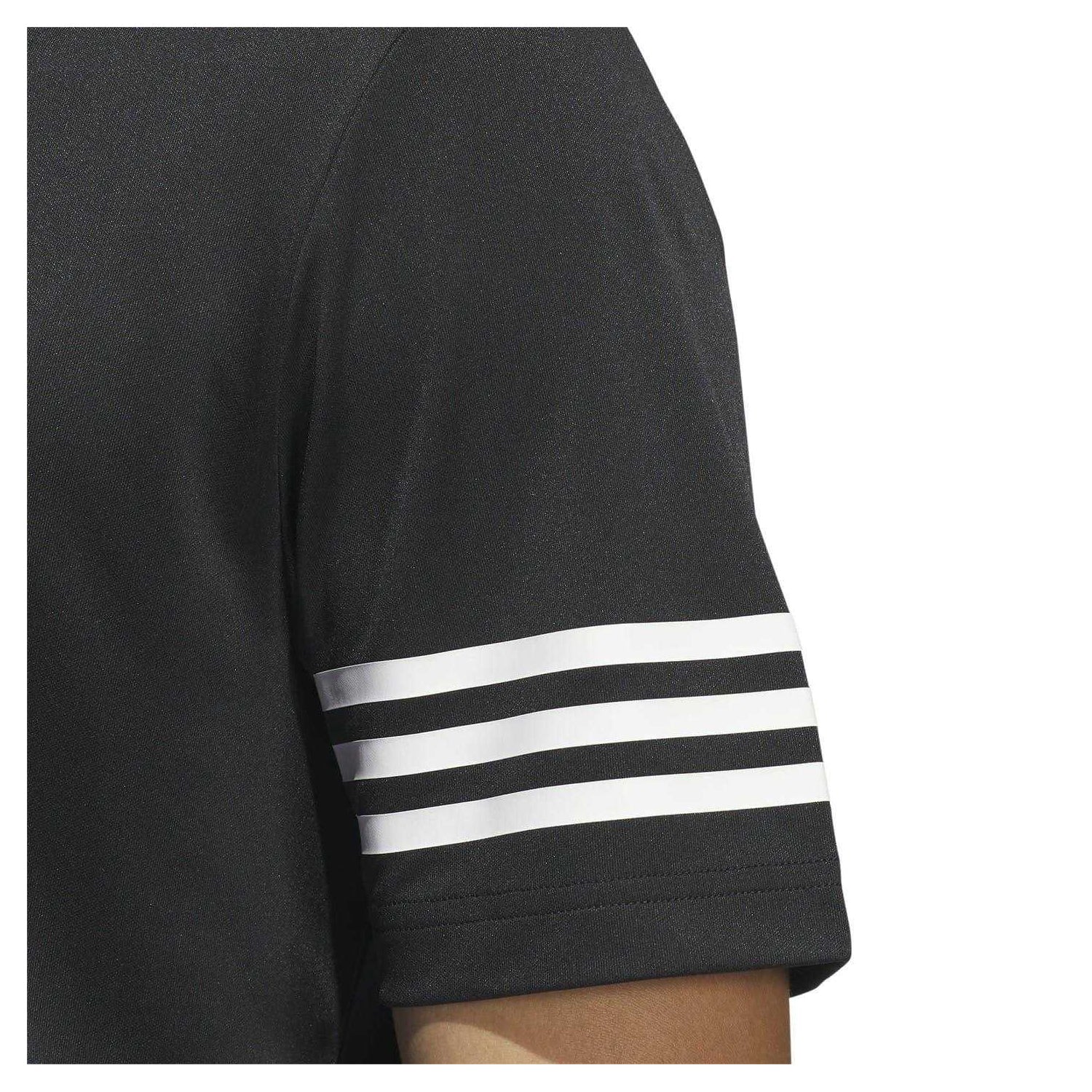 Black - Side - Adidas Mens Striped Regular Polo Shirt