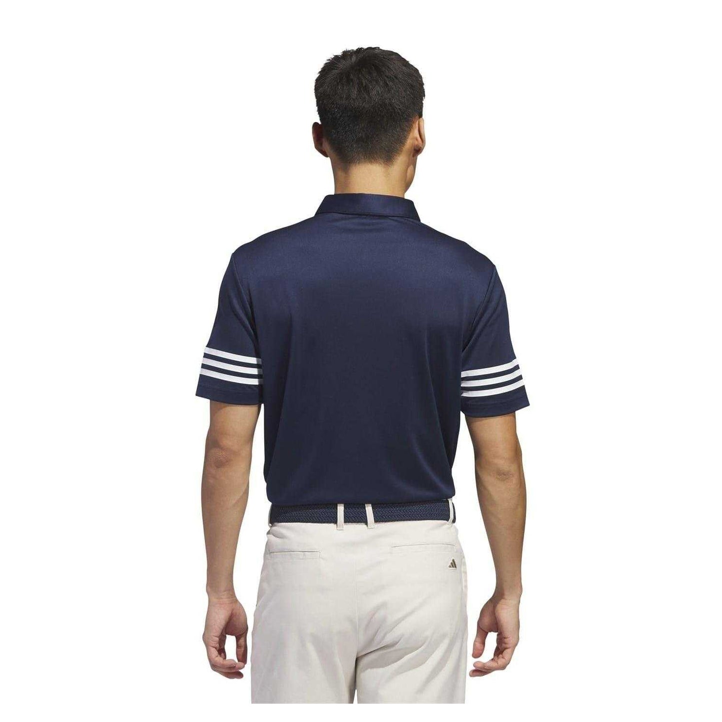 Navy - Back - Adidas Mens Striped Regular Polo Shirt