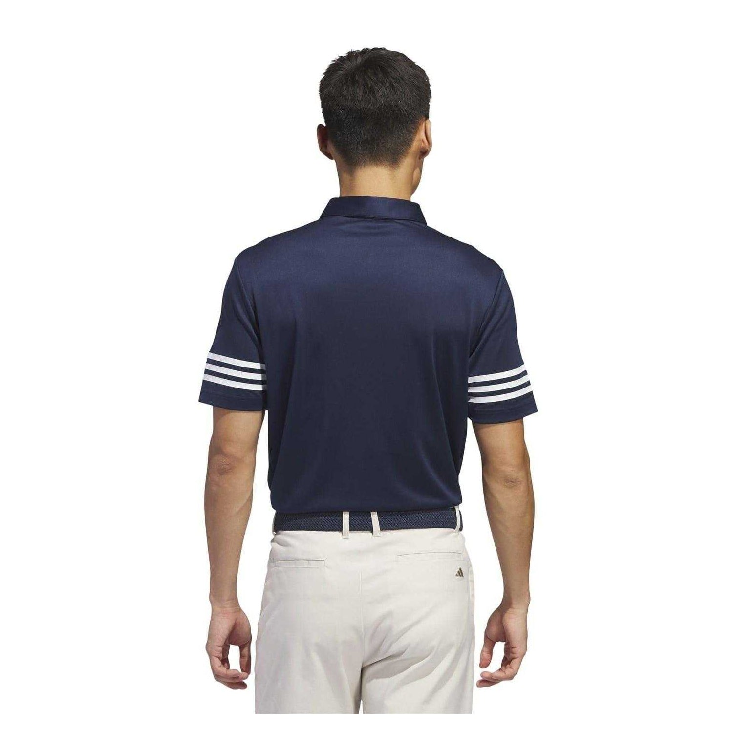 Navy - Back - Adidas Mens Striped Regular Polo Shirt