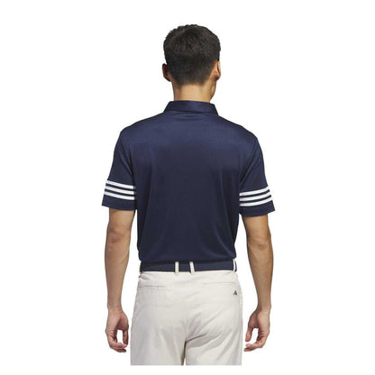 Navy - Back - Adidas Mens Striped Regular Polo Shirt