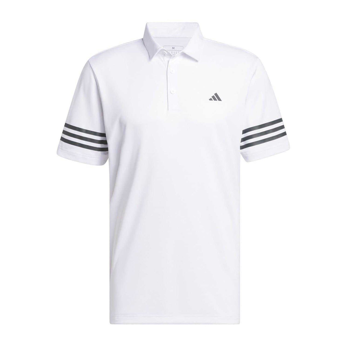 White - Front - Adidas Mens Striped Regular Polo Shirt