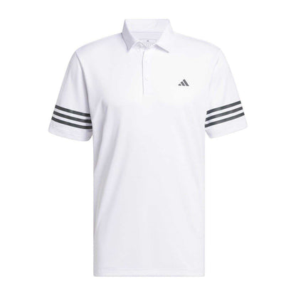 White - Front - Adidas Mens Striped Regular Polo Shirt