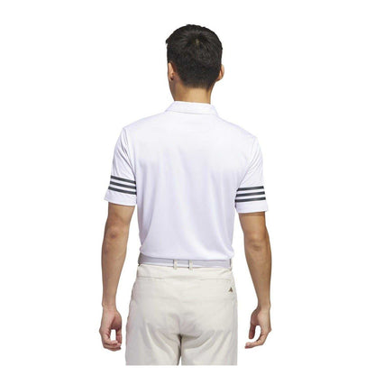 White - Back - Adidas Mens Striped Regular Polo Shirt