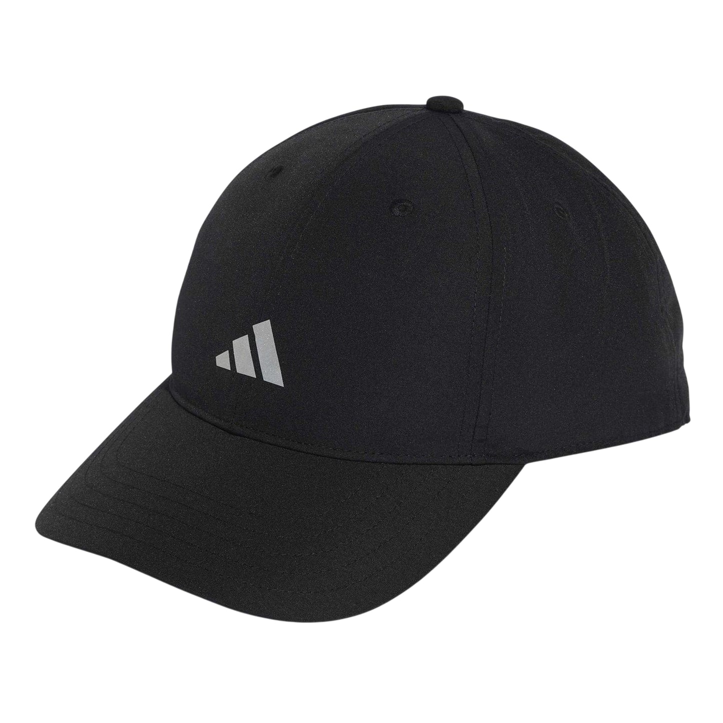 Black-Silver - Front - Adidas Mens Run Essentials Logo Running Baseball Cap