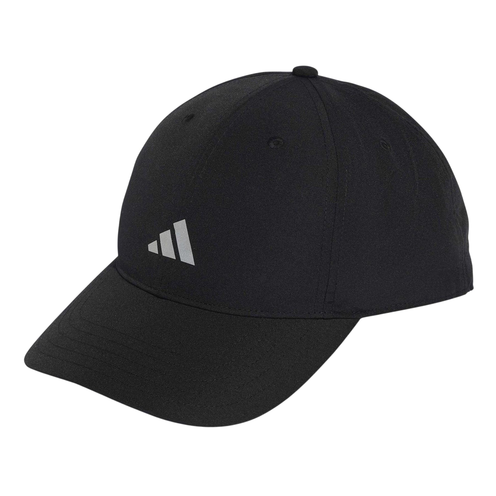 Black-Silver - Front - Adidas Mens Run Essentials Logo Running Baseball Cap