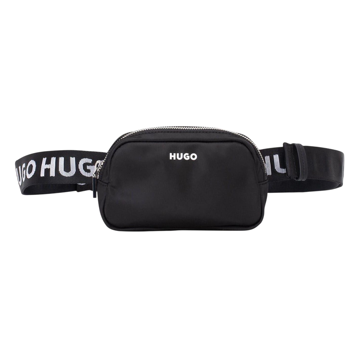 Black - Front - Hugo Logo Nylon Hip Bag