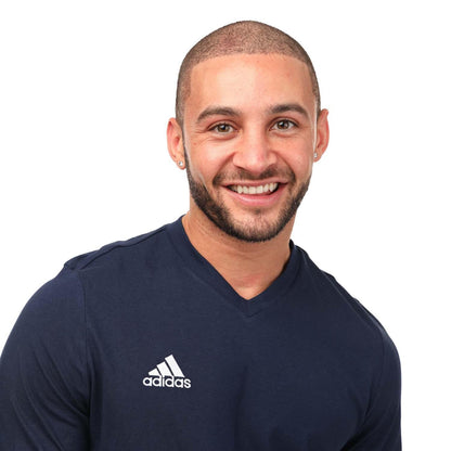 Blue-White - Side - Adidas Mens Entrada 22 Cotton T-Shirt