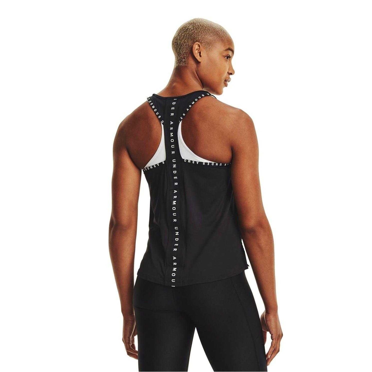 Black - Back - Under Armour Womens-Ladies 4 Way Stretch Tank Top