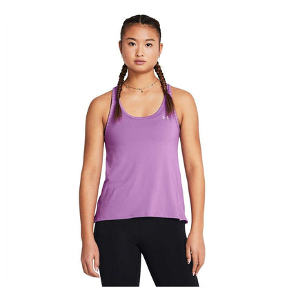 Purple - Side - Under Armour Womens-Ladies 4 Way Stretch Tank Top