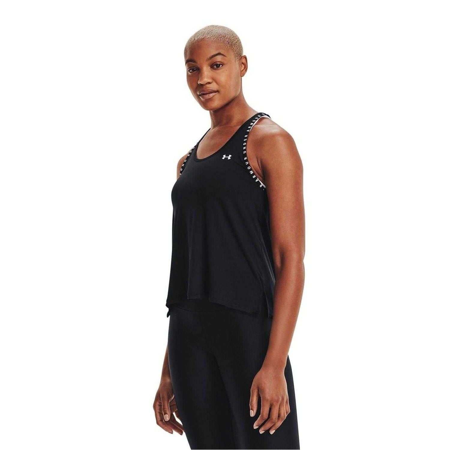 Black - Side - Under Armour Womens-Ladies 4 Way Stretch Tank Top