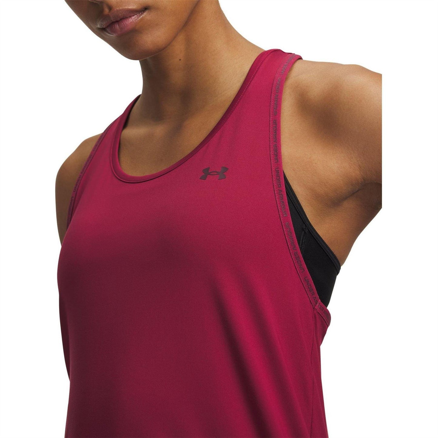 Claret - Side - Under Armour Womens-Ladies 4 Way Stretch Tank Top
