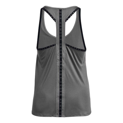 Grey - Back - Under Armour Womens-Ladies 4 Way Stretch Tank Top