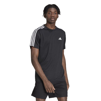 Black-White - Lifestyle - Adidas Mens Essentials 3 Stripes Training T-Shirt