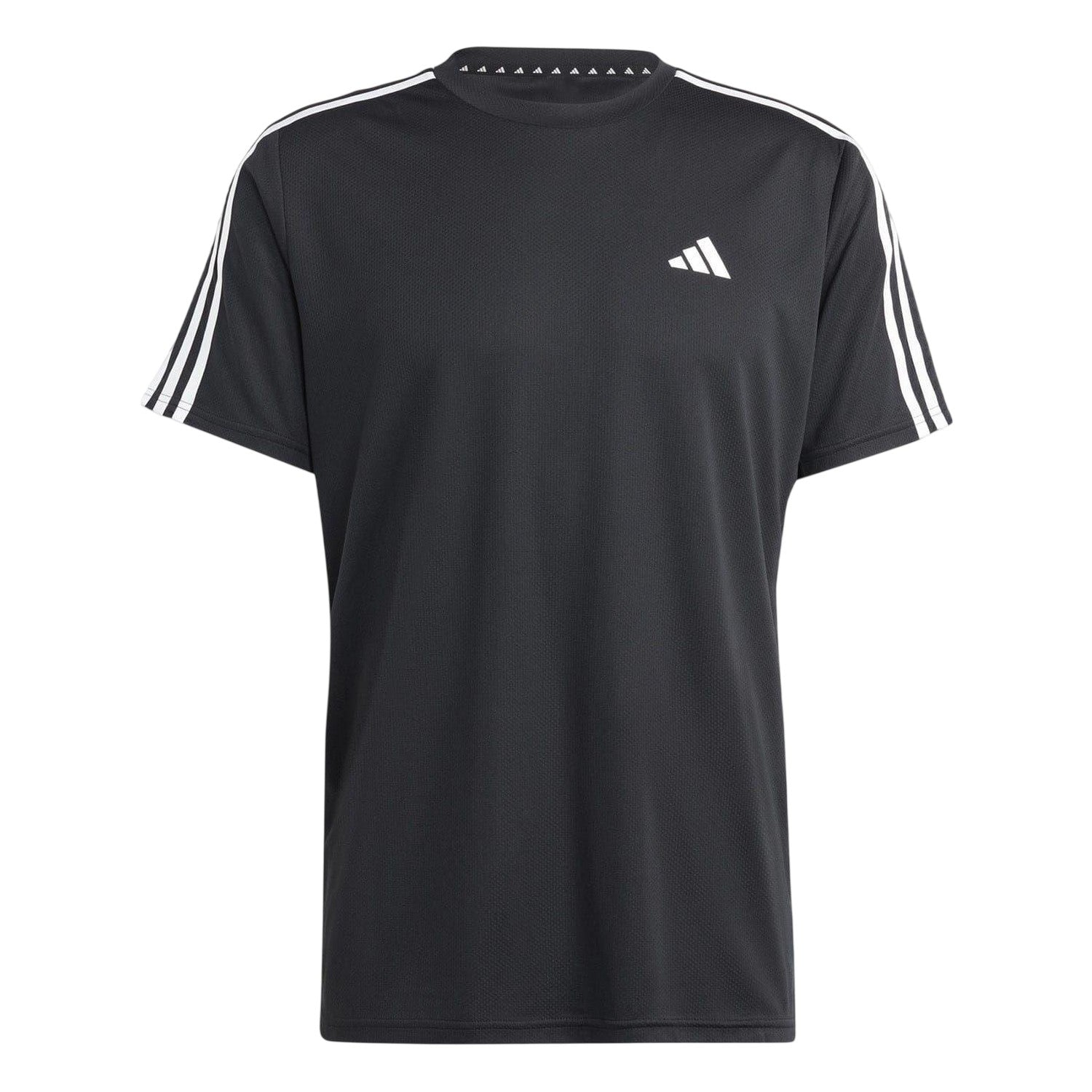 Black-White - Front - Adidas Mens Essentials 3 Stripes Training T-Shirt