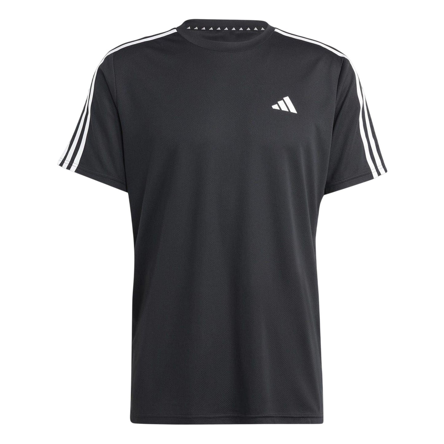 Black-White - Front - Adidas Mens Essentials 3 Stripes Training T-Shirt