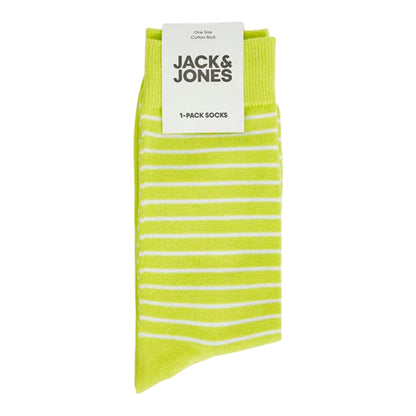 Green - Back - Jack And Jones Mens Striped Knitted Crew Socks