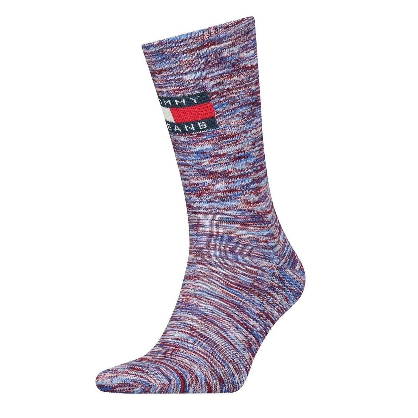 Rouge Red Marl - Front - Tommy Jeans Womens-Ladies Logo Crew Socks