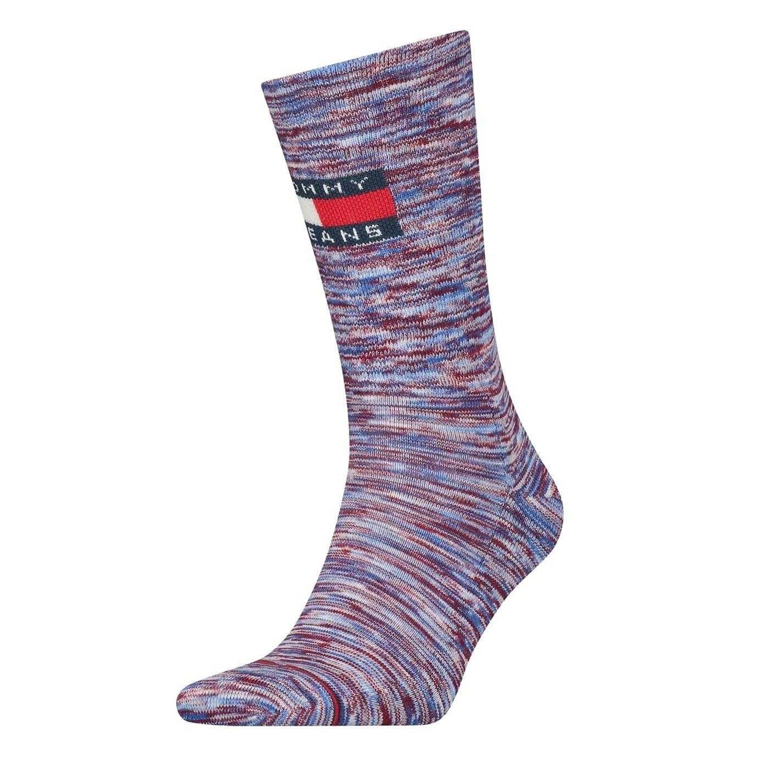 Rouge Red Marl - Front - Tommy Jeans Womens-Ladies Logo Crew Socks