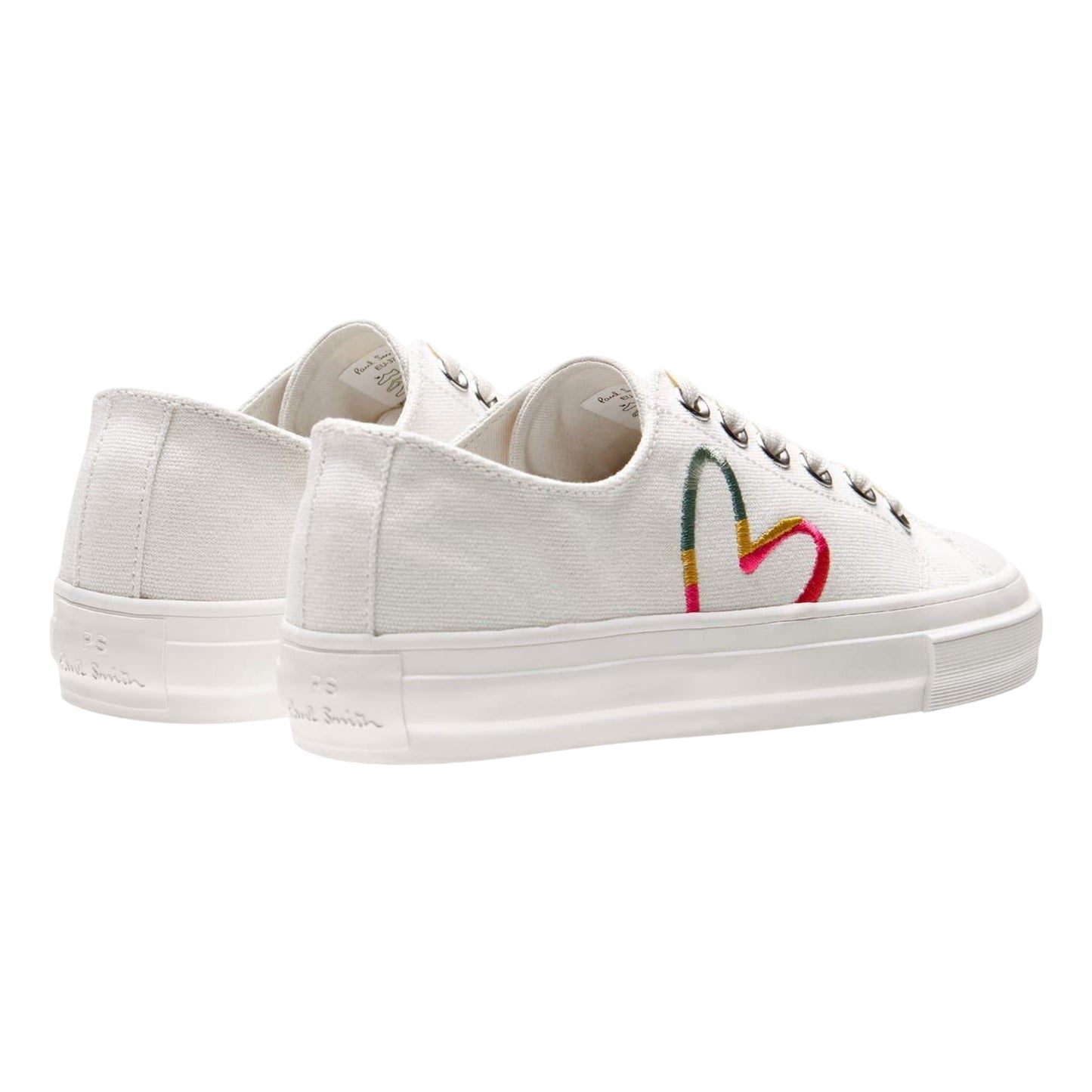 White - Back - Paul Smith Womens-Ladies Rainbow Heart Canvas Trainers