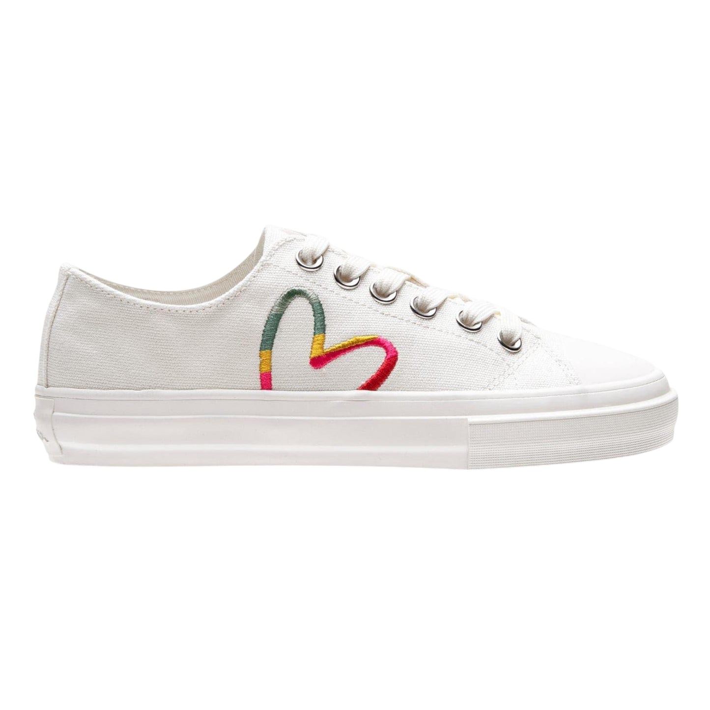 White - Lifestyle - Paul Smith Womens-Ladies Rainbow Heart Canvas Trainers