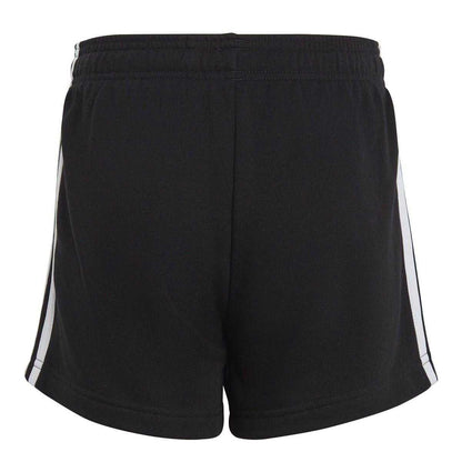 Black-White - Back - Adidas Girls Fleece 3 Stripes Shorts