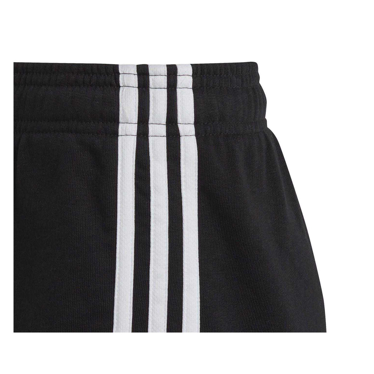 Black-White - Pack Shot - Adidas Girls Fleece 3 Stripes Shorts