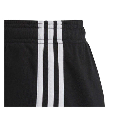 Black-White - Pack Shot - Adidas Girls Fleece 3 Stripes Shorts