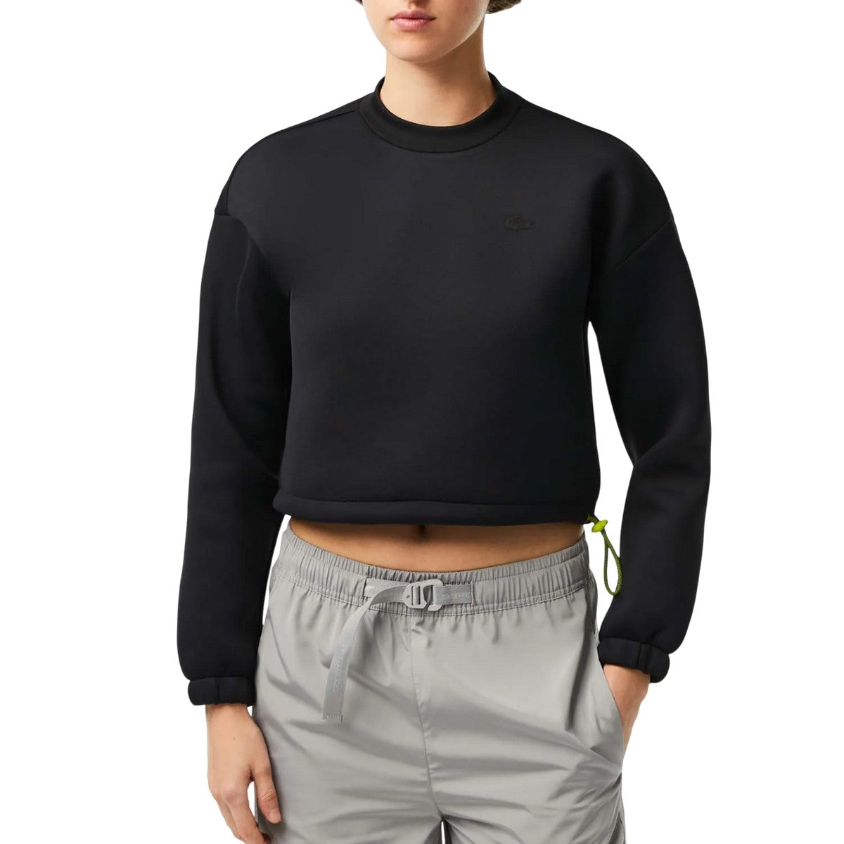 Black - Pack Shot - Lacoste Womens-Ladies Drawstring Loose Fit Sweatshirt