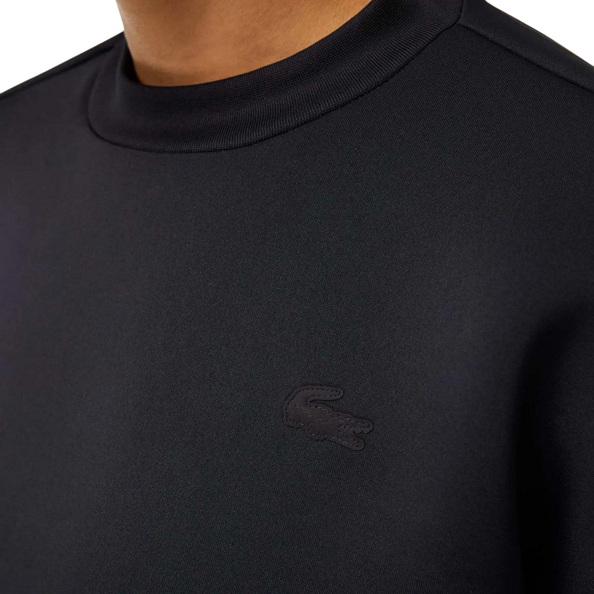 Black - Side - Lacoste Womens-Ladies Drawstring Loose Fit Sweatshirt