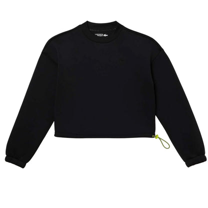 Black - Front - Lacoste Womens-Ladies Drawstring Loose Fit Sweatshirt