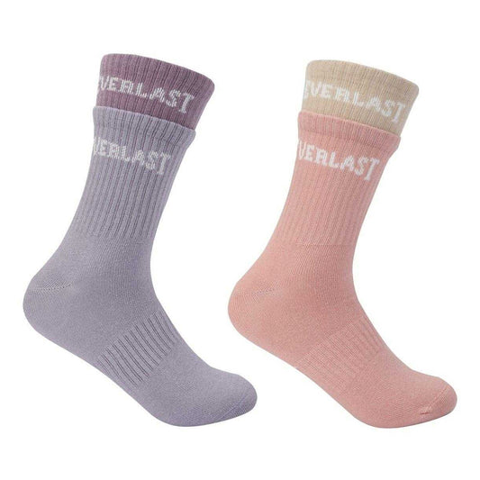 Multicoloured - Front - Everlast Womens-Ladies Lettering Crew Socks (Pack of 2)