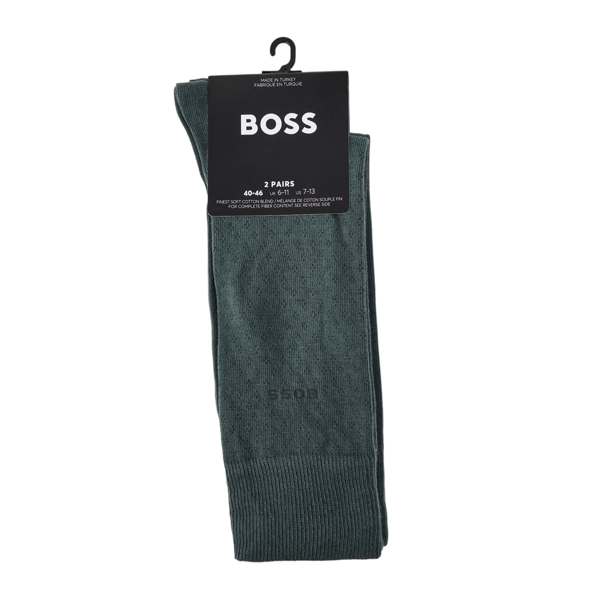 Dark Green - Back - Boss Mens Polka Dot Crew Socks (Pack of 2)