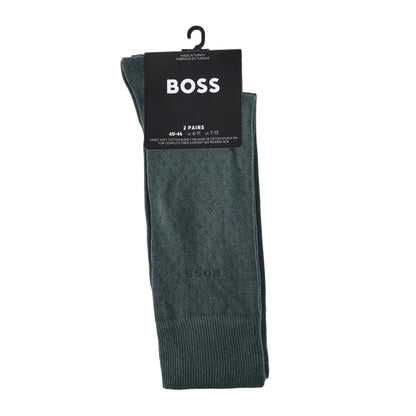 Dark Green - Back - Boss Mens Polka Dot Crew Socks (Pack of 2)