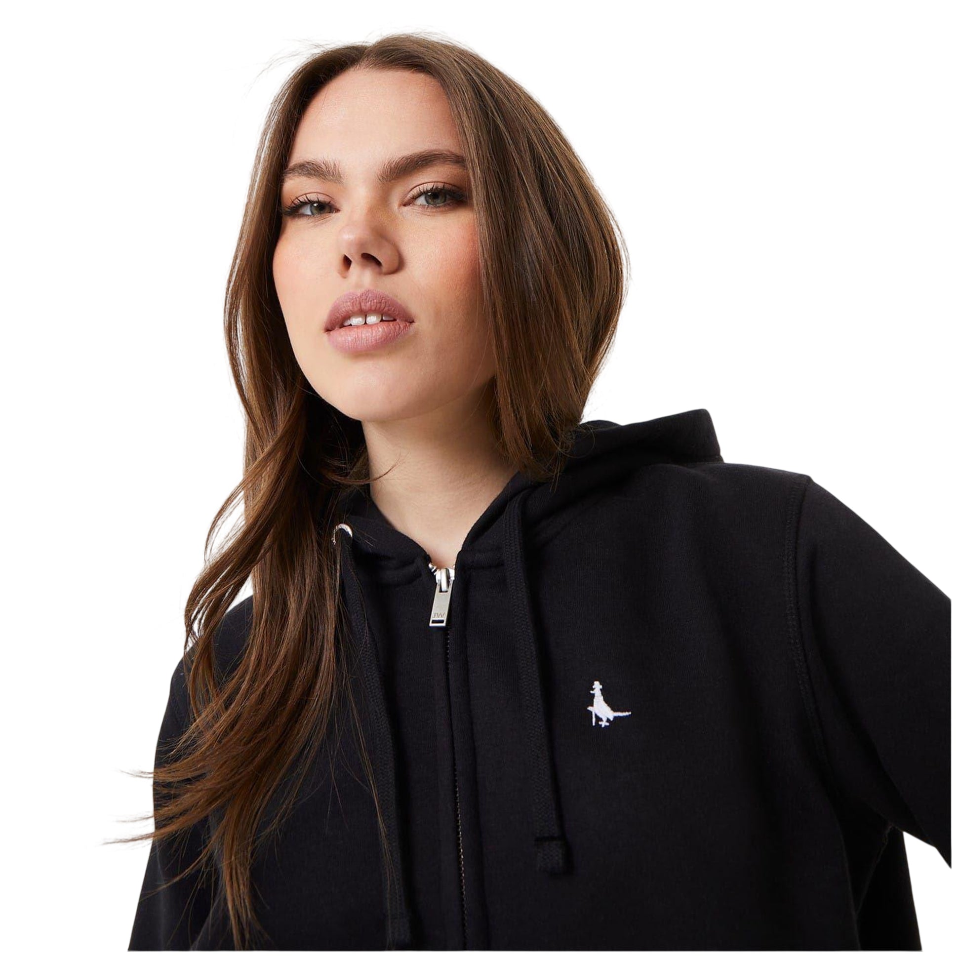 Black - Side - Jack Wills Womens-Ladies Pheasant Logo Full Zip Hoodie
