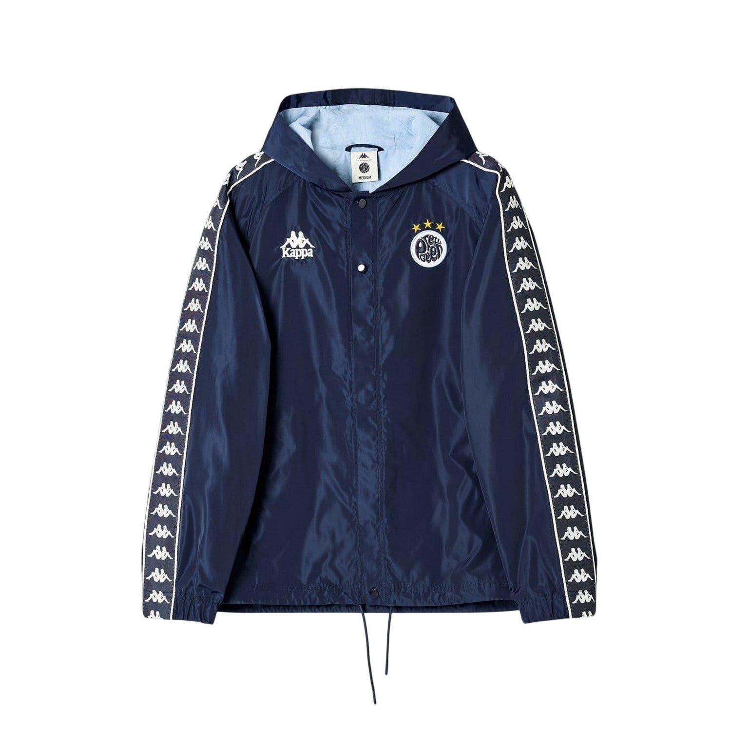Blue-White - Front - Kappa Mens Water Resistant Long-Sleeved Hooded Jacket