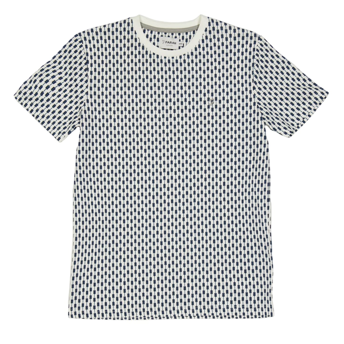 Off White - Front - Farah Childrens-Kids Geometric Jersey Embroidered Short-Sleeved T-Shirt
