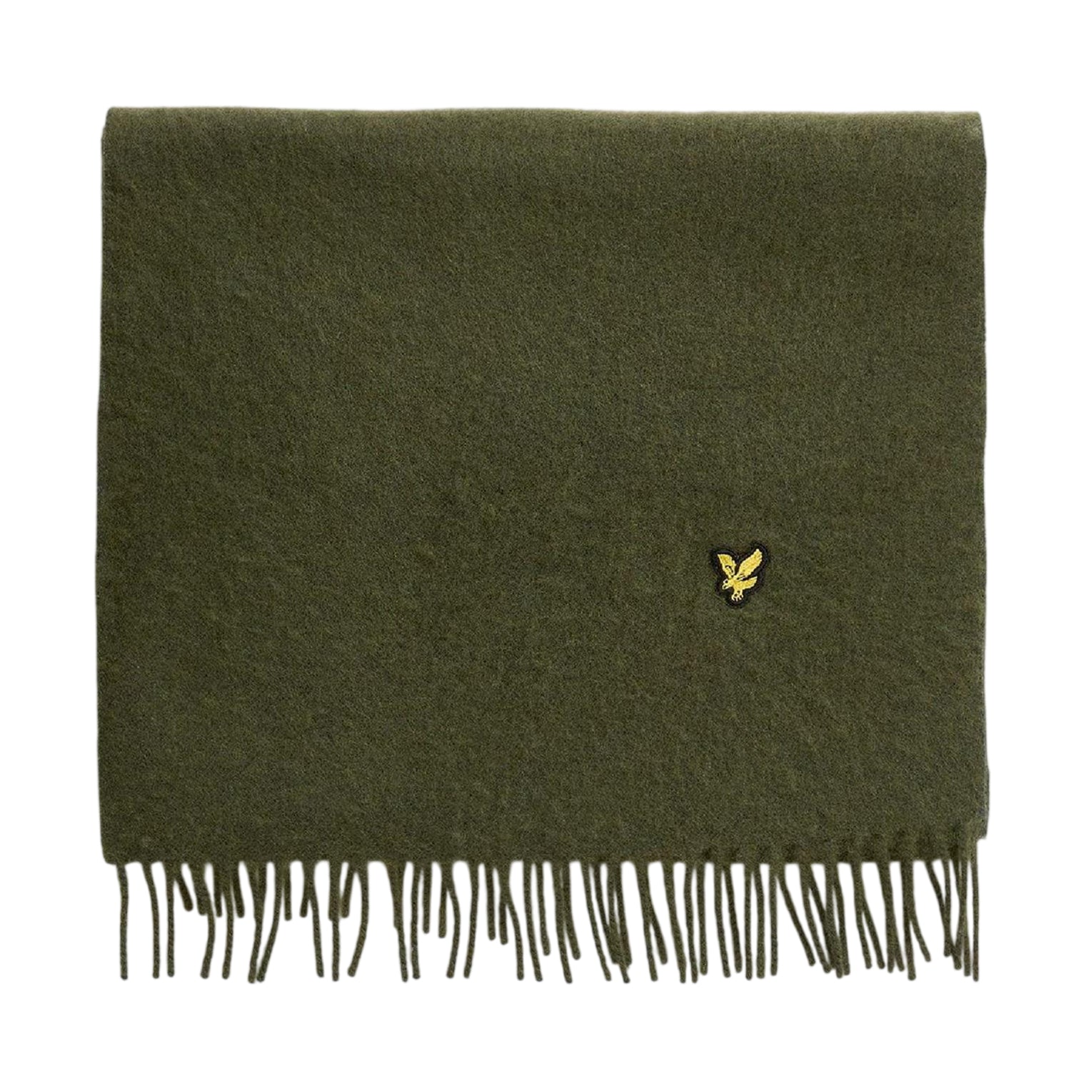 Green - Front - Lyle & Scott Tonal Logo Lambswool Blend Scarf