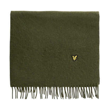 Green - Front - Lyle & Scott Tonal Logo Lambswool Blend Scarf