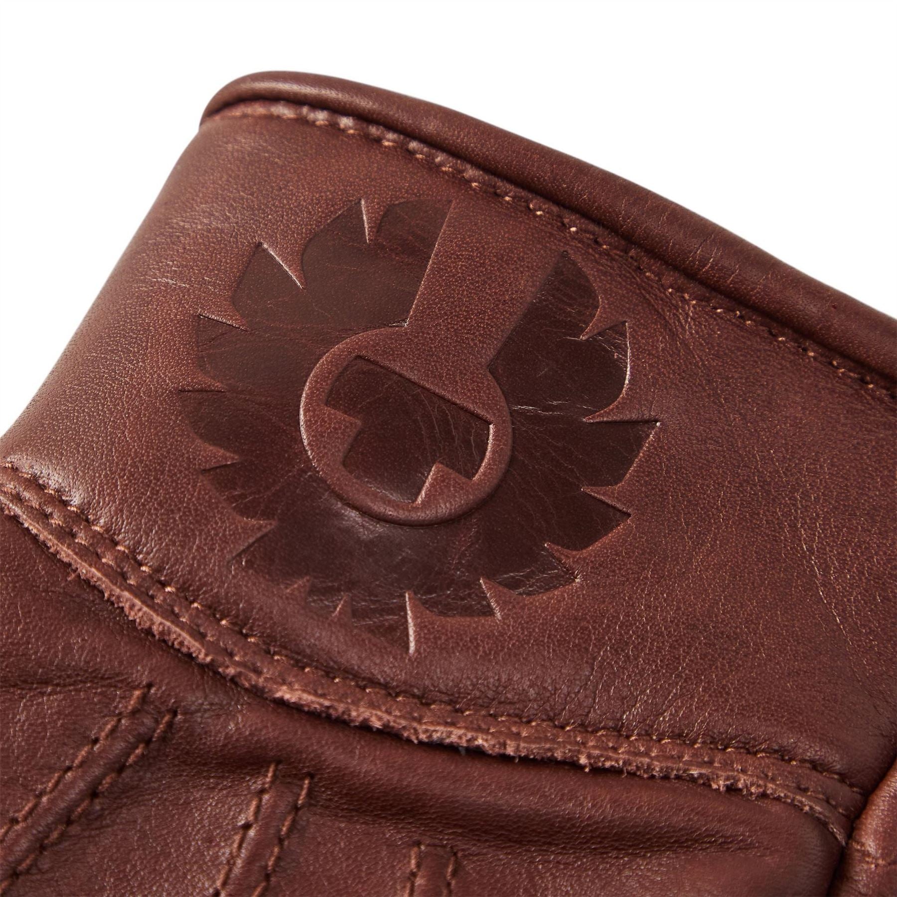 Tan - Side - Belstaff Unisex Adult Clinch Leather Motorcycle Gloves